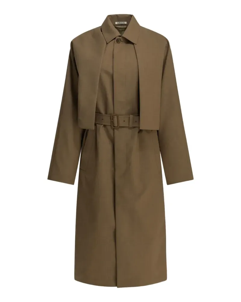 AURALEE belted layered coat - Braun Braun
