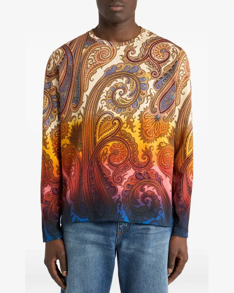 Etro cotton-jersey sweater with degradé Paisley-motif - Nude Nude
