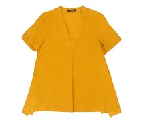 Leinenbluse mit V-Ausschnitt - Gelb