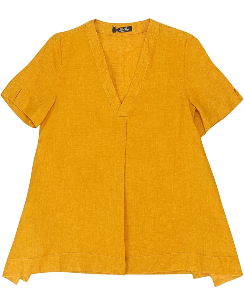 Loro Piana Leinenbluse mit V-Ausschnitt - Gelb Gelb