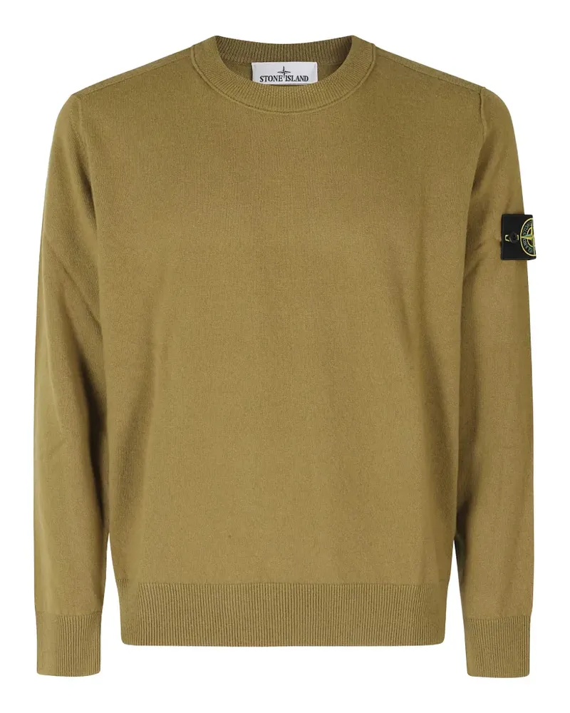 Stone Island 5100021 Pullover aus Wolle mit Logo-Patch - Grün Grün