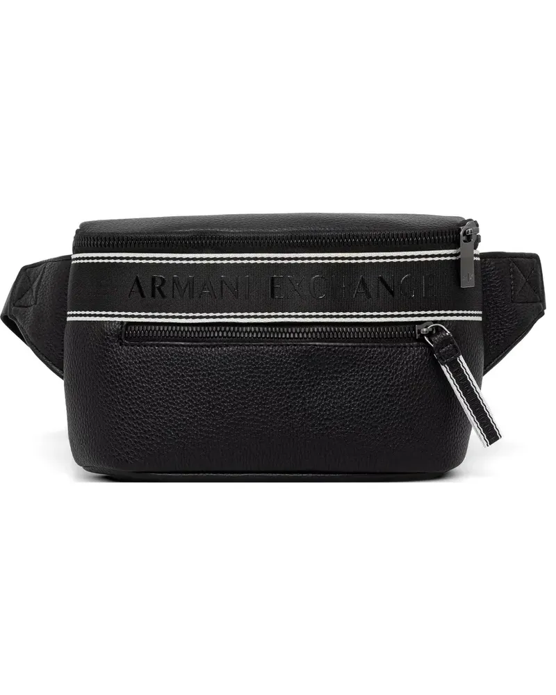 Armani Exchange logo-tape pebbled-effect belt bag - Schwarz Schwarz
