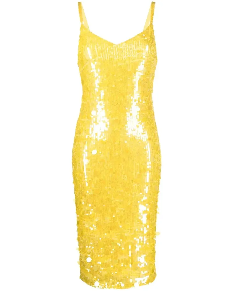 P.A.R.O.S.H. P.A.R.O H. Midikleid mit Pailletten - Gelb Gelb