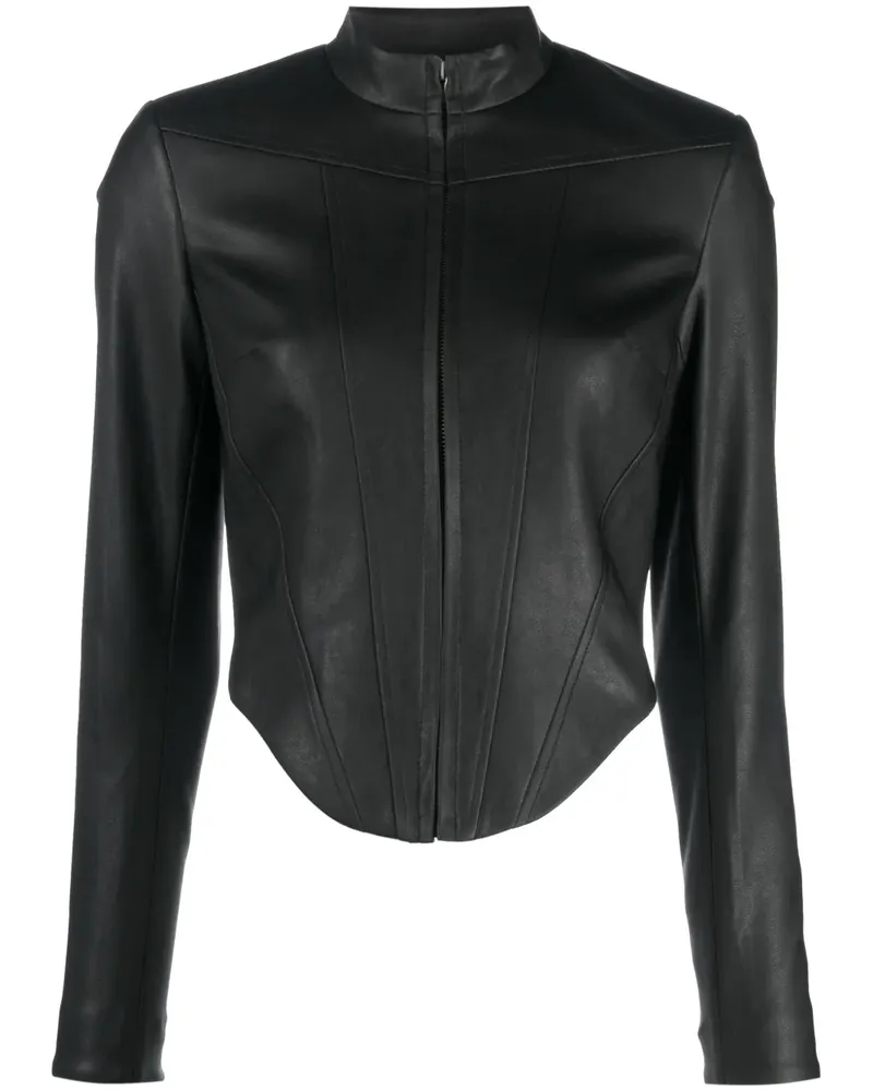 MISBHV Klassische Bikerjacke - Schwarz Schwarz
