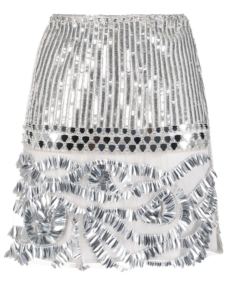 Alberta Ferretti Minirock mit Pailletten - Silber Silber