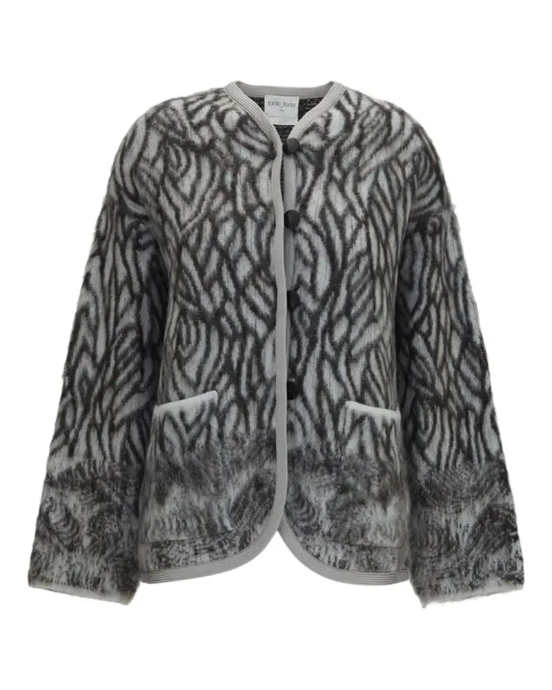 forte_forte Plumes De Heron abstract-pattern alpaca cardigan - Grau Grau