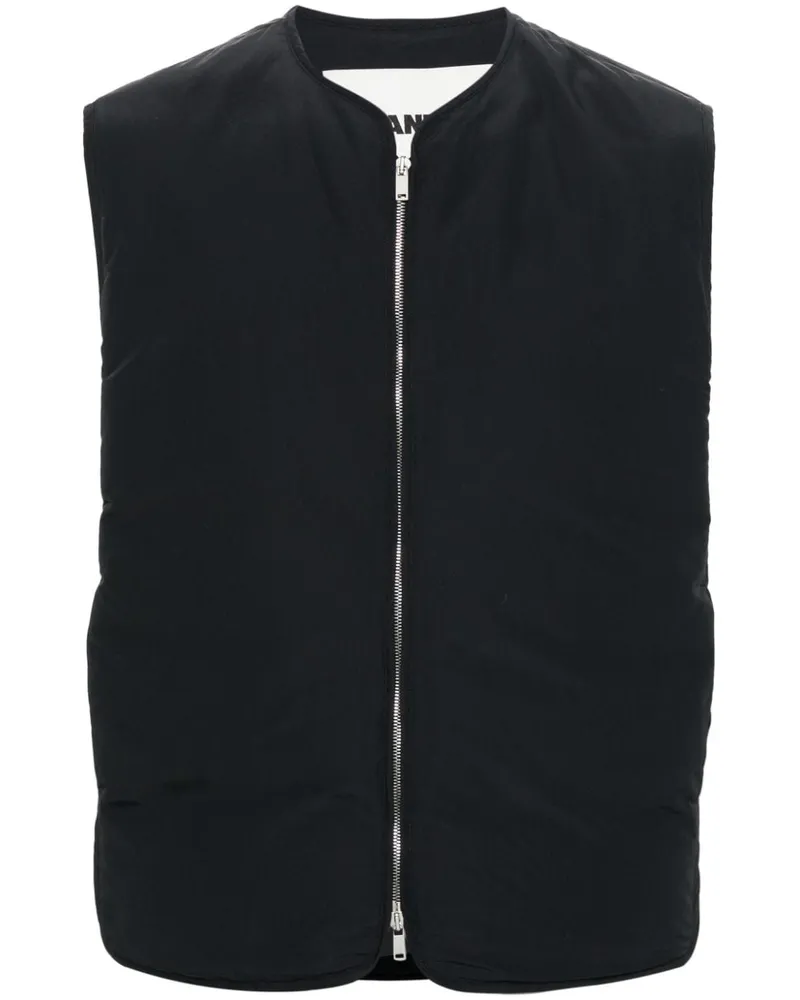 Jil Sander Gefütterte Weste mit Reißverschluss - Schwarz Schwarz