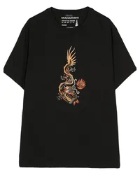 maharishi T-Shirt mit Drachenstickerei Schwarz