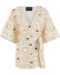 OLYMPIAH Kimono-Oberteil mit Pilz-Print Nude