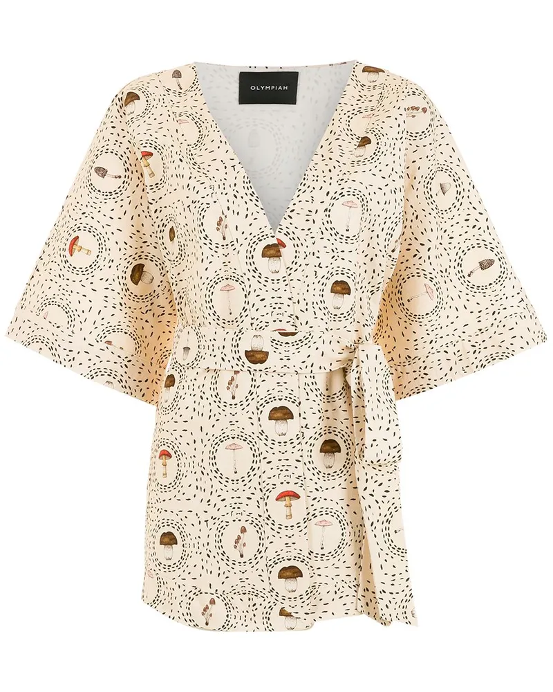 OLYMPIAH Kimono-Oberteil mit Pilz-Print Nude