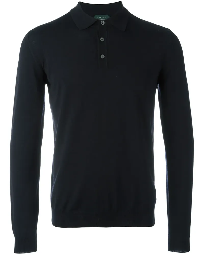 Zanone Poloshirt mit langen Ärmeln - Blau Blau
