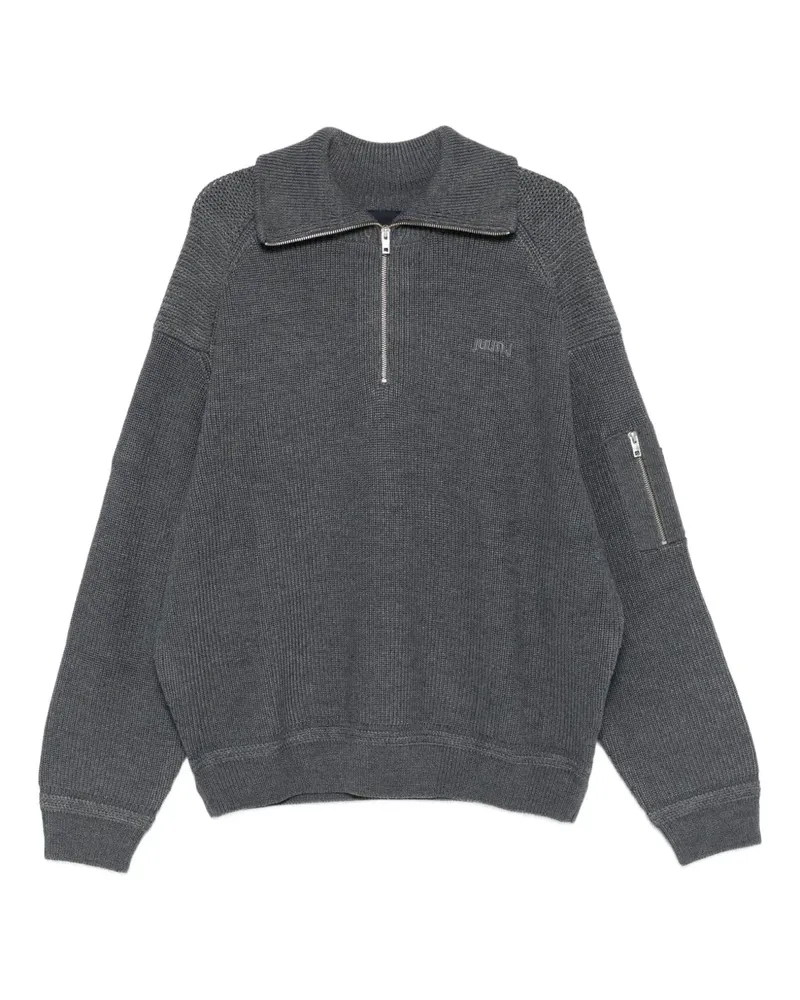 JUUN.J Gerippter Pullover mit kurzem Reißverschluss - Grau Grau