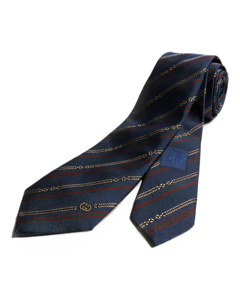 Gucci Seidenkrawatte mit GG Horsebit-Muster - Blau Blau