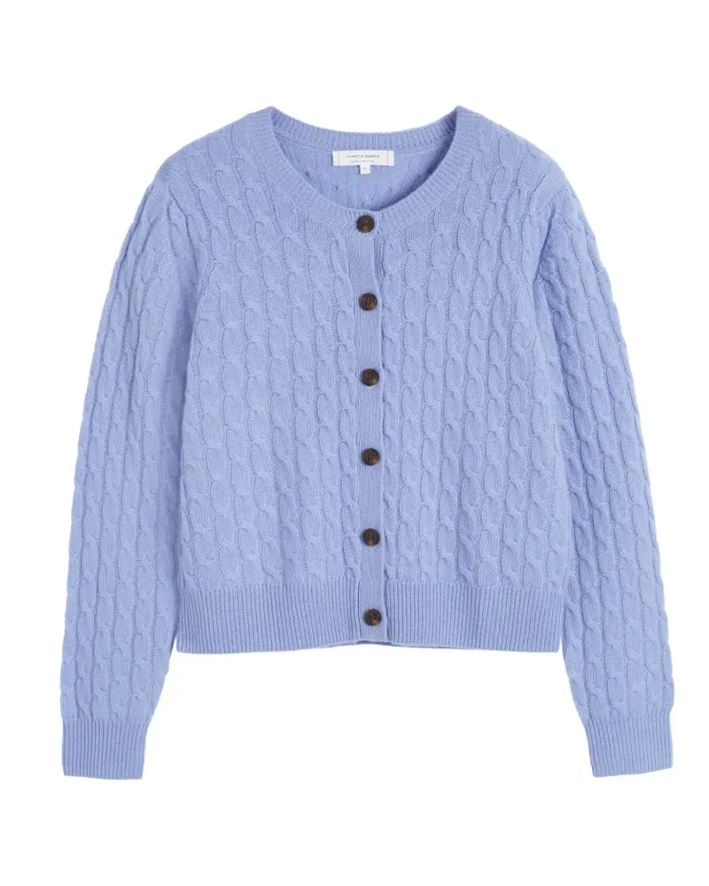 Chinti & Parker Kaschmircardigan mit Zopfmuster - Blau Blau