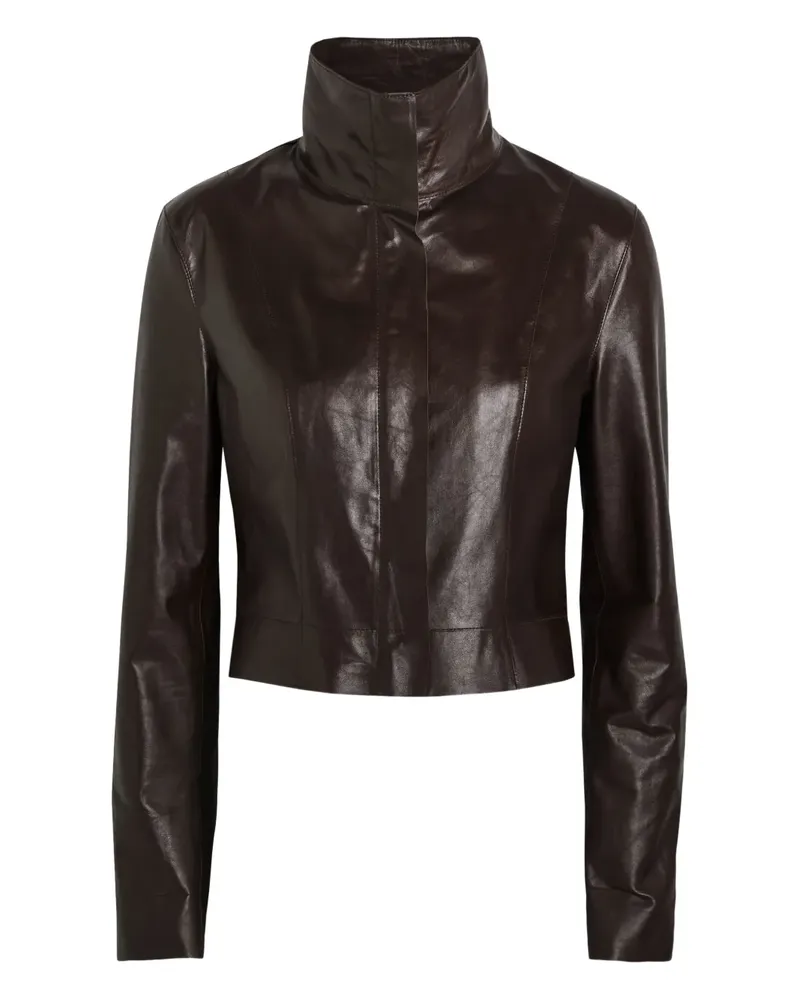Our Legacy funnel-neck leather jacket - Braun Braun