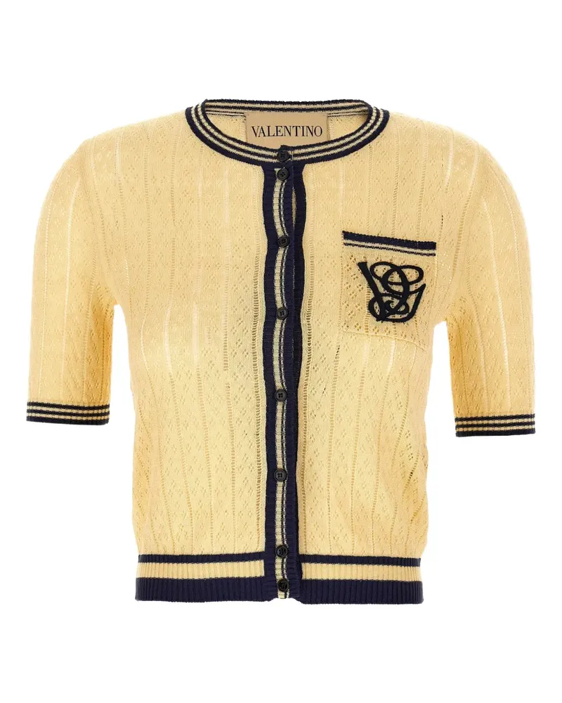 Valentino Garavani Kurzärmeliger Cardigan mit Logo-Stickerei - Gelb Gelb