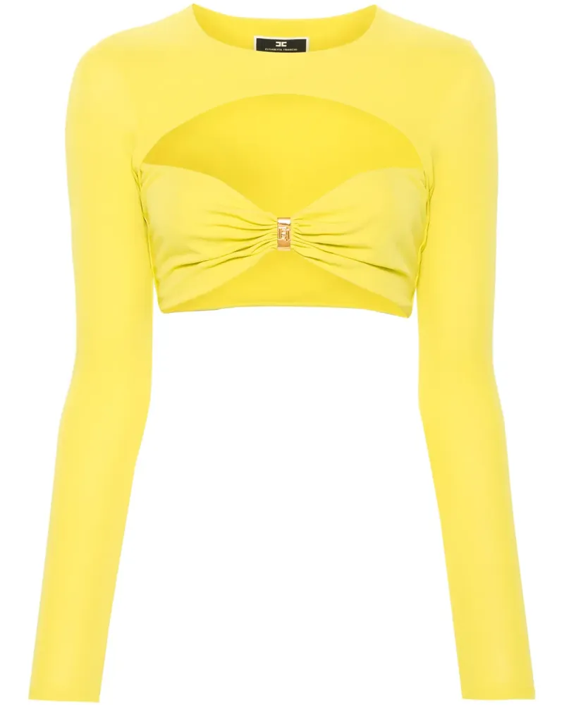 Elisabetta Franchi Cropped-Oberteil mit Cut-Out - Gelb Gelb