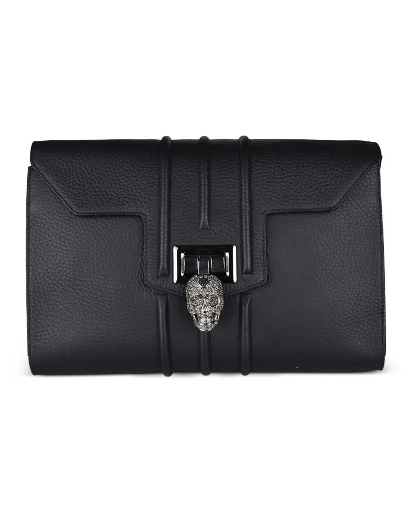 Philipp Plein Totenkopf-Schultertasche mit Strass - Schwarz Schwarz