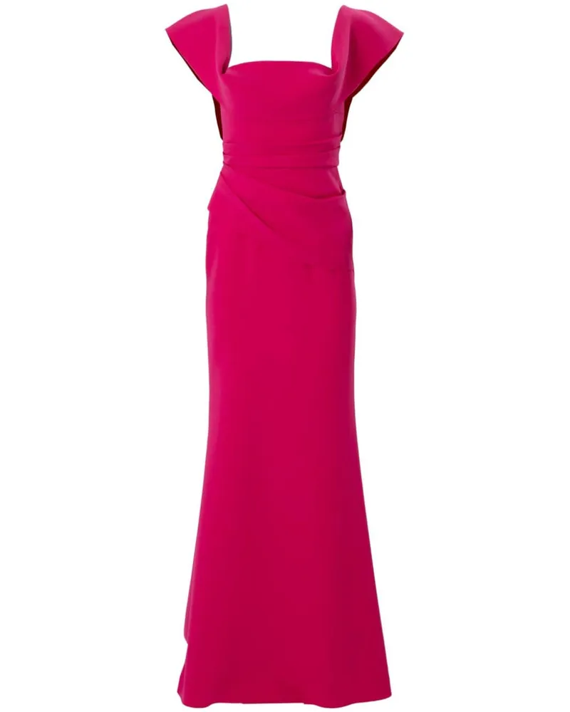 Carolina Herrera New York Gerafftes Abendkleid mit eckigem Ausschnitt Rosa