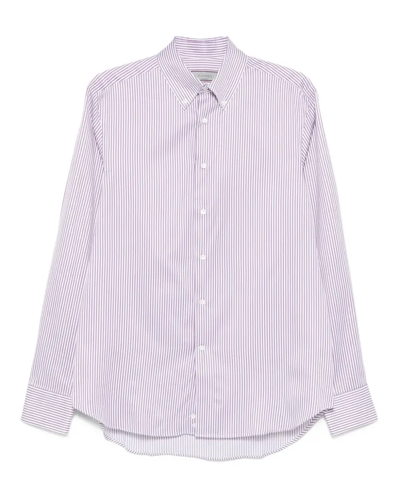 Canali Gestreiftes Hemd - Weiß Weiß