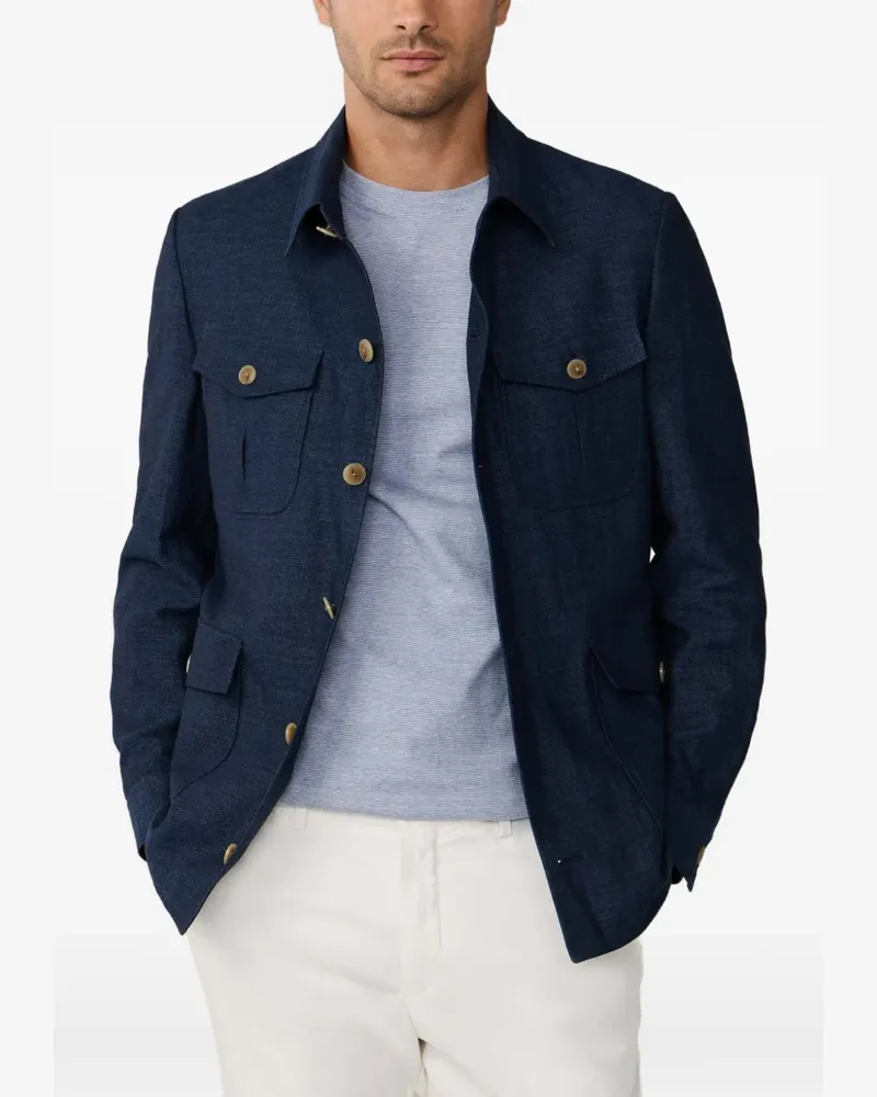 Hackett Melierte Jacke aus Chambray-Leinen - Blau Blau