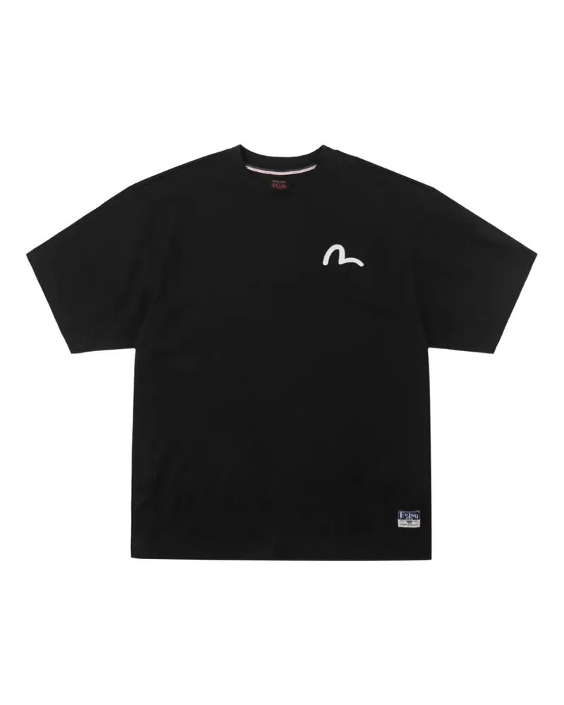 Evisu logo-print T-shirt - Schwarz Schwarz