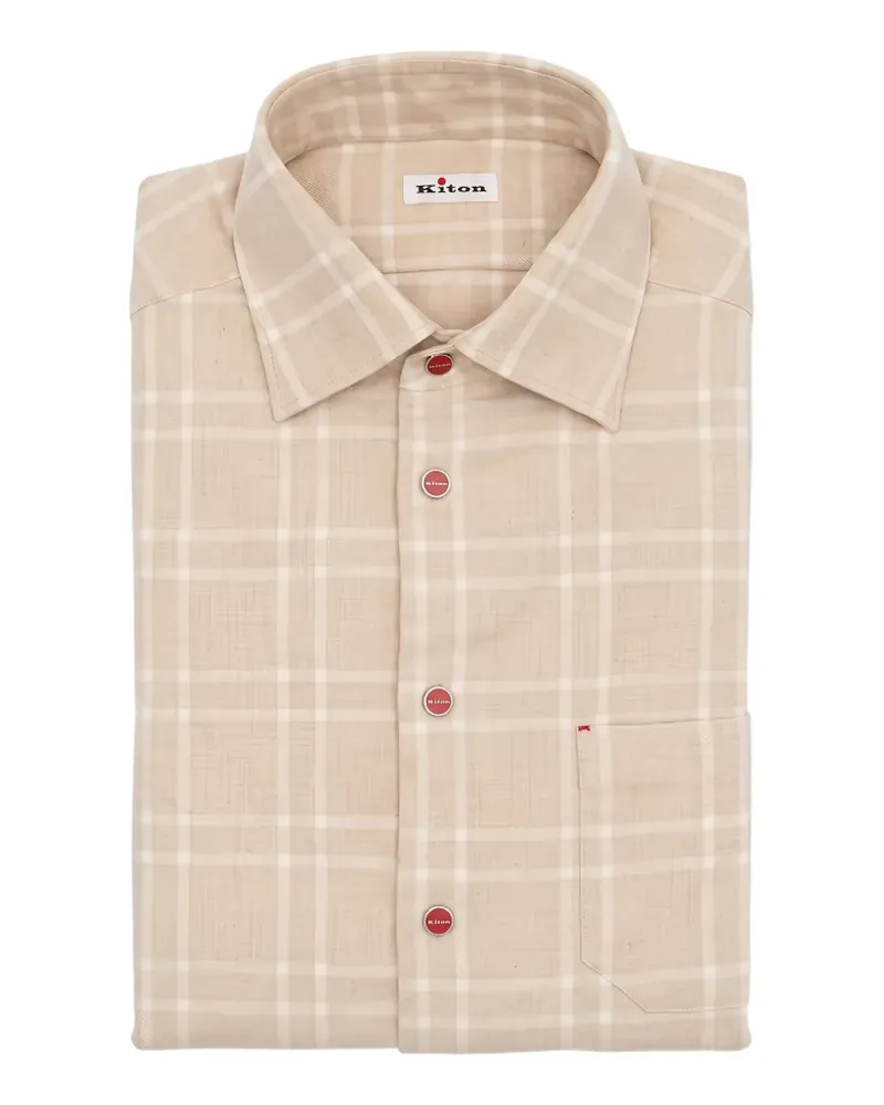 Kiton check-pattern button-down shirt - Nude Nude