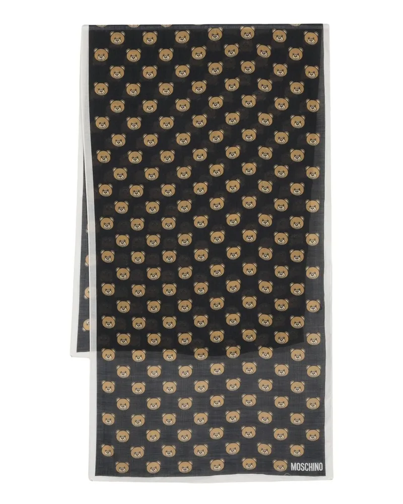 Moschino Seidenschal mit Teddy - Schwarz Schwarz