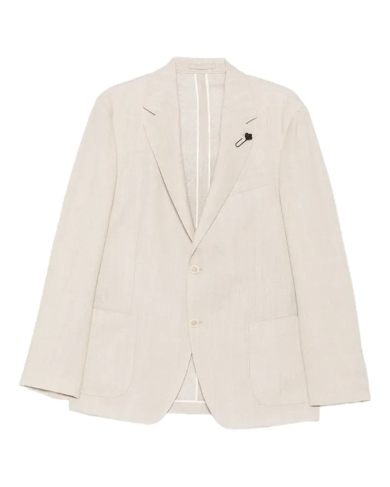 LARDINI flower-pin single-breasted blazer - Nude Nude