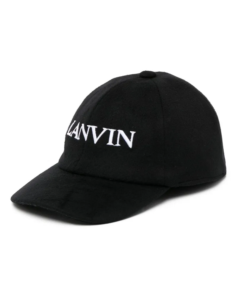 Lanvin Kaschmirschal mit Logo-Stickerei Schwarz