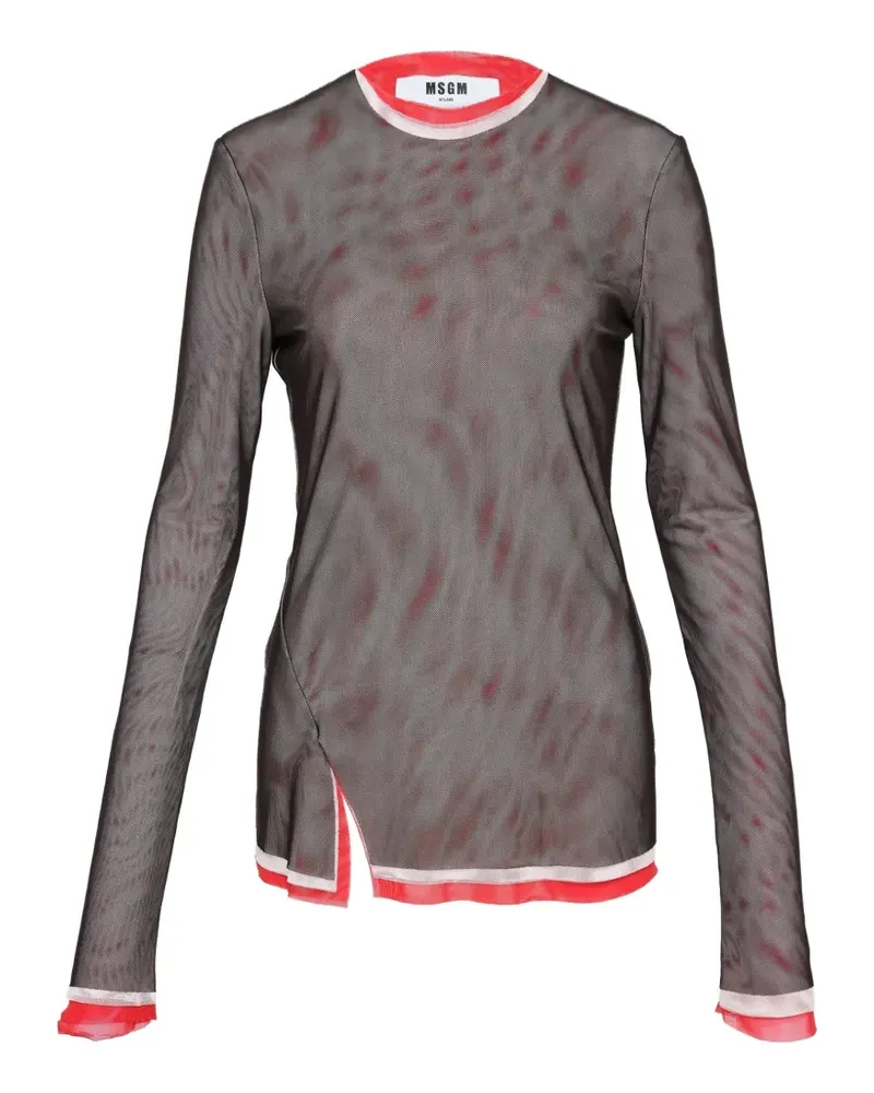 MSGM Top aus Mesh - Schwarz Schwarz