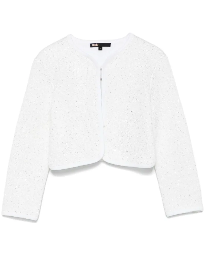 Maje Cropped-Cardigan mit Strass - Weiß Weiß