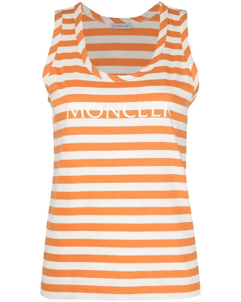 Moncler Gestreiftes Tanktop mit Logo - Orange Orange