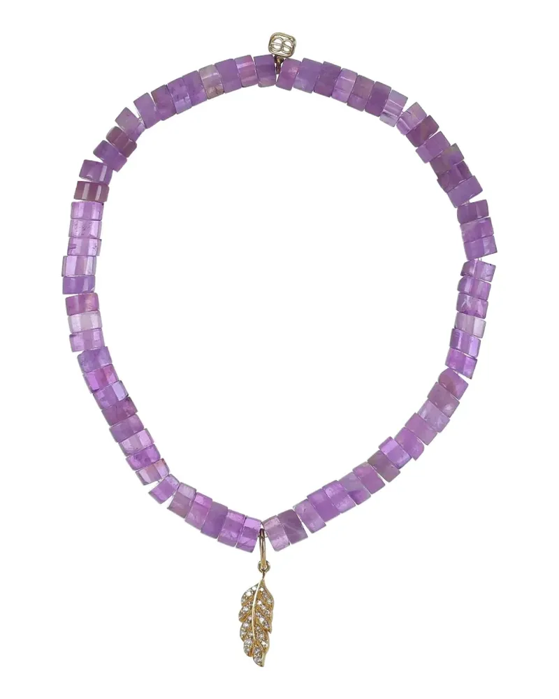 Sydney Evan Feather Charm amethyst and diamond bracelet - Violett Violett