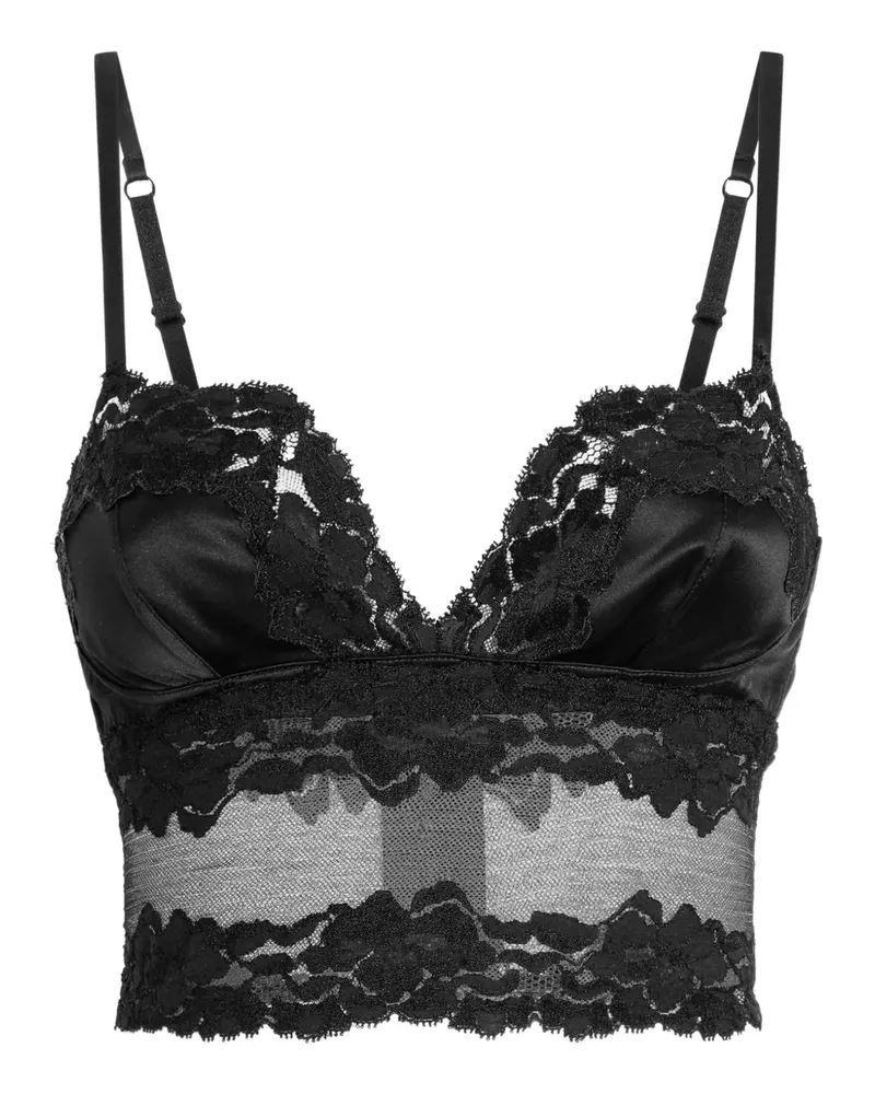Dolce & Gabbana Satintop mit Spitzenbesatz - Schwarz Schwarz