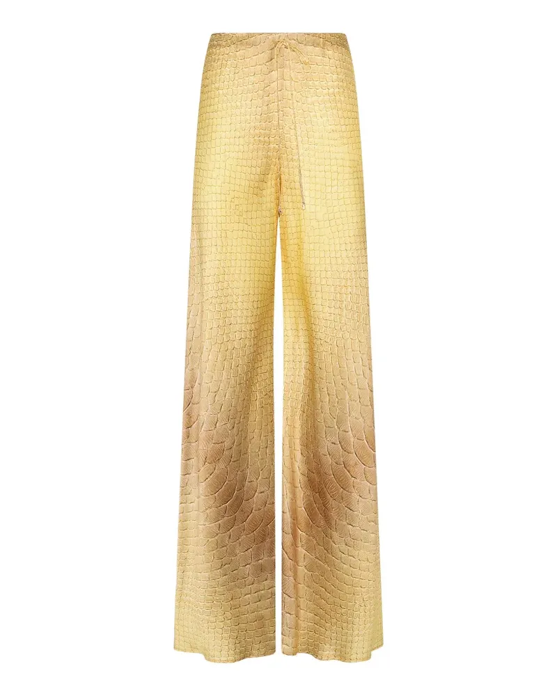 Roberto Cavalli serpentine-print palazzo pants - Gold Gold