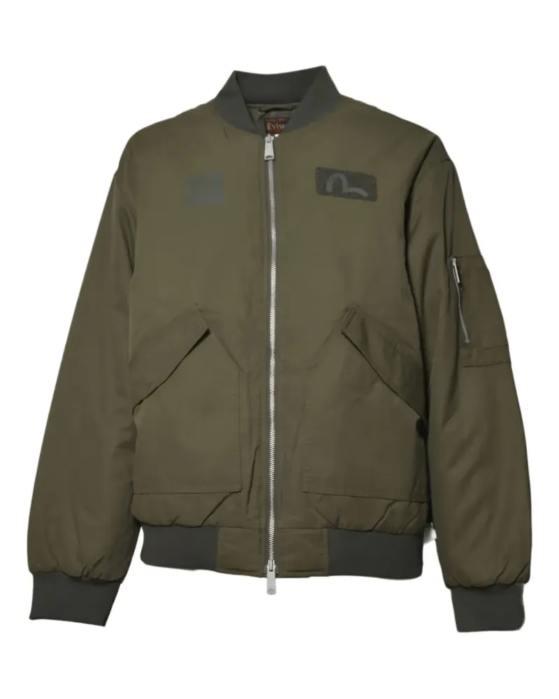 Evisu seagull-appliqué print bomber jacket - Grün Grün