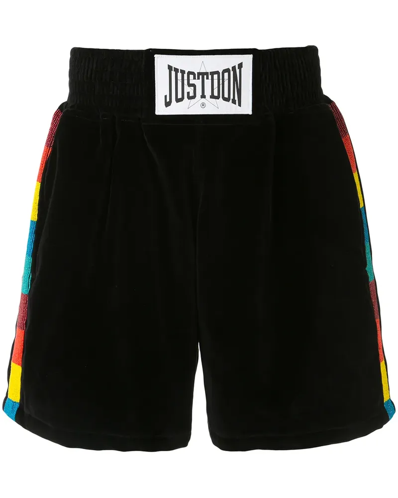 JUST DON Sportshorts aus Samt - Schwarz Schwarz