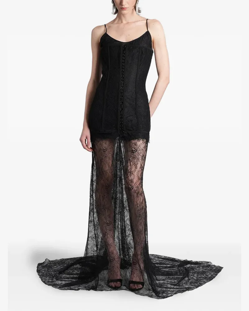 Giuseppe di Morabito lace-overlay corset maxi dress - Schwarz Schwarz