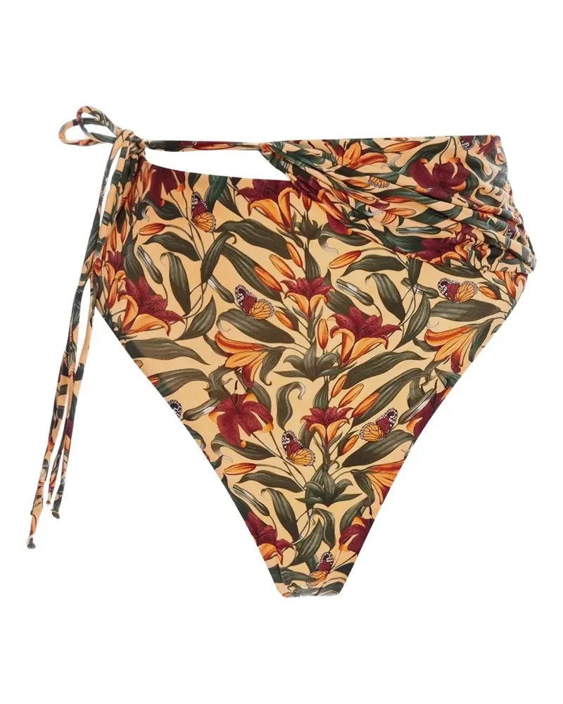AGUA BENDITA floral-print high-waisted bikini bottom - Gelb Gelb