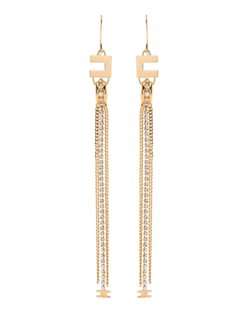 Elisabetta Franchi Ohrringe mit Strassanhänger mit Logo - Gold Gold