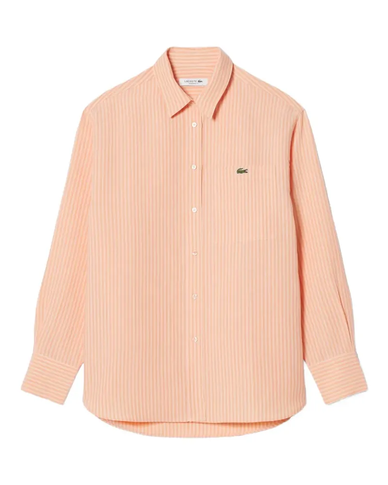 Lacoste striped logo-patch shirt - Orange Orange