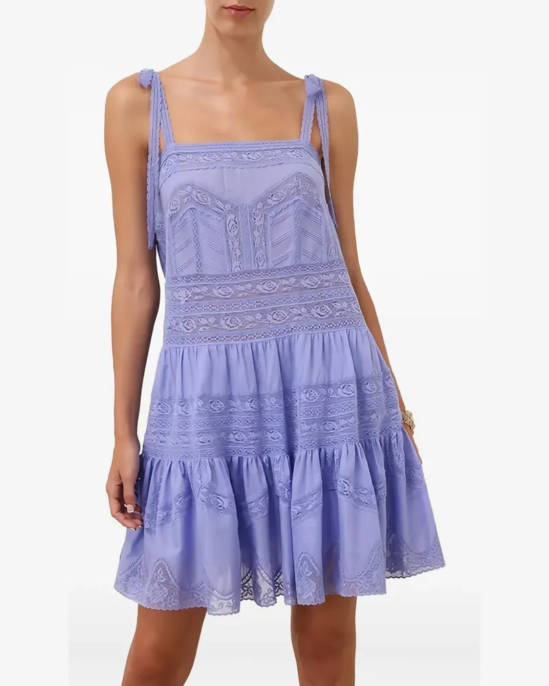 Zimmermann Gestuftes Kleid mit Spitzensaum - Blau Blau