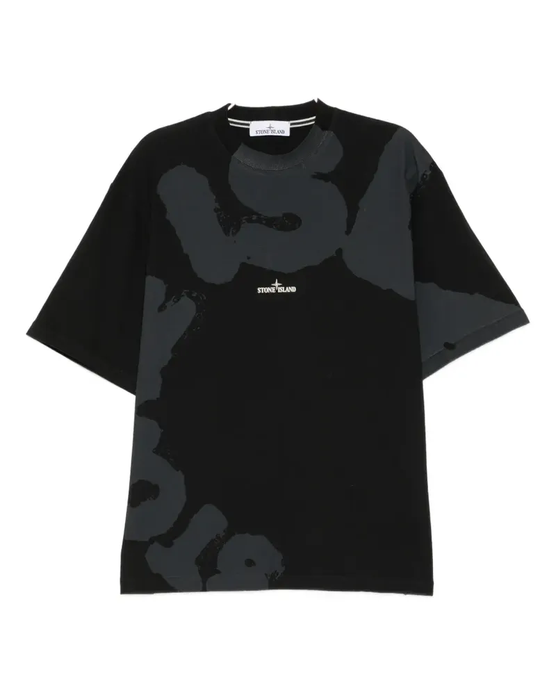 Stone Island T-Shirt mit Logo-Print - Schwarz Schwarz
