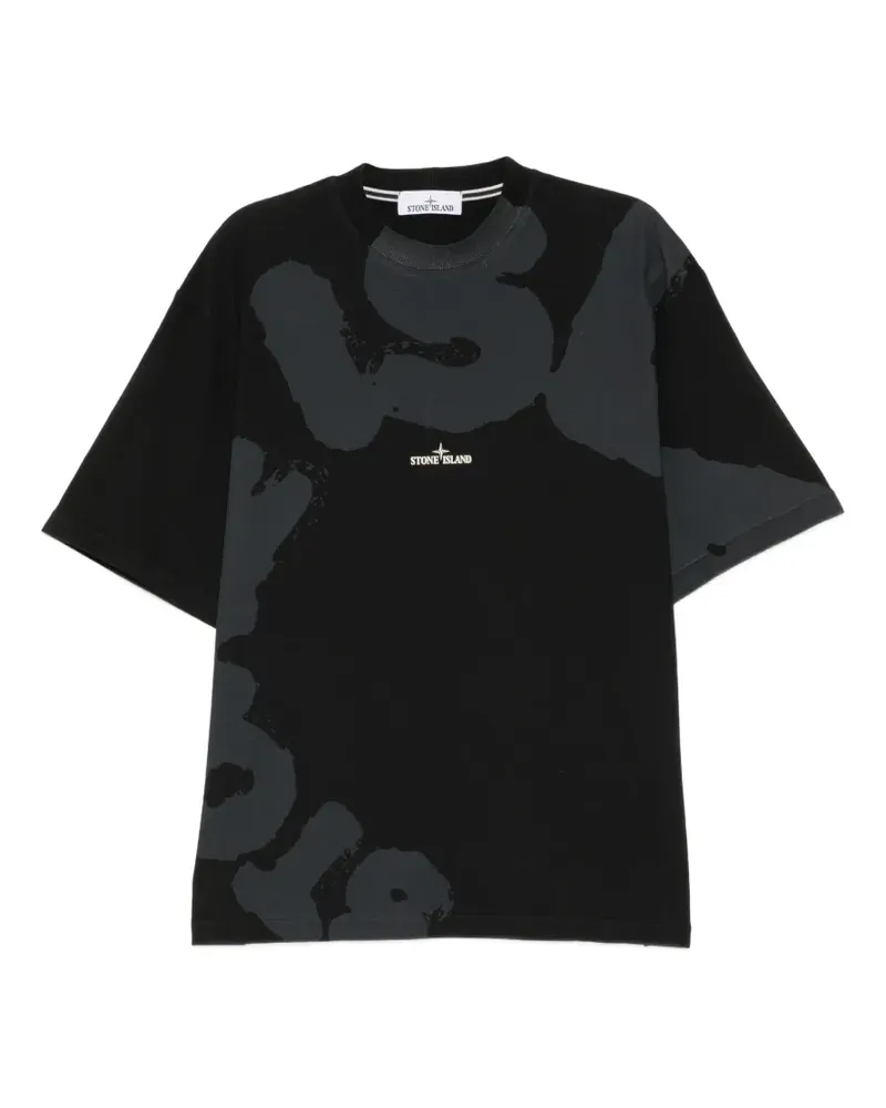 Stone Island T-Shirt mit Logo-Print - Schwarz Schwarz