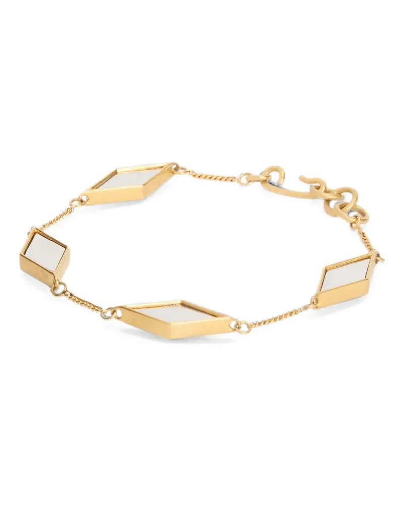 Jil Sander argyle-pattern mirror-effect bracelet - Gold Gold