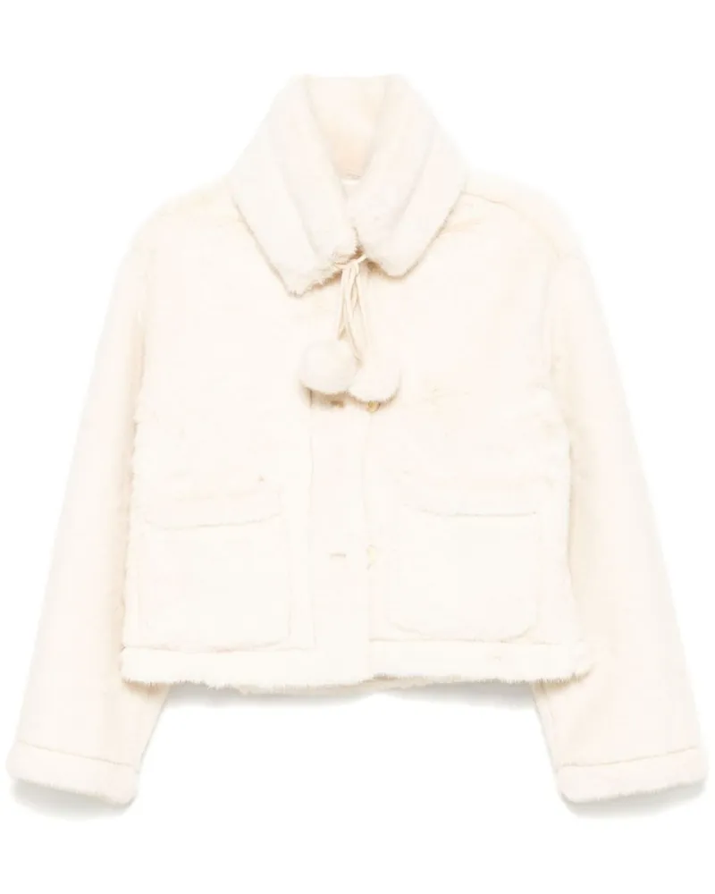 b+ab Jacke aus Faux Fur - Nude Nude