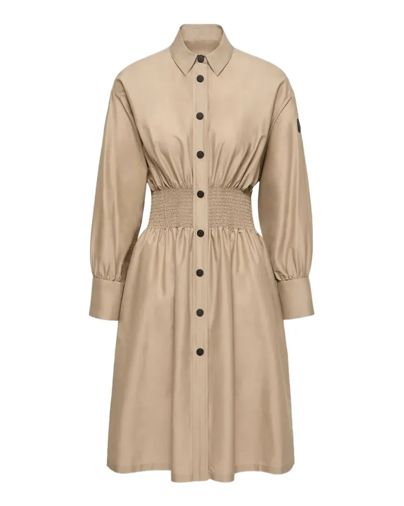 Moncler shirred-waist midi shirt dress - Nude Nude