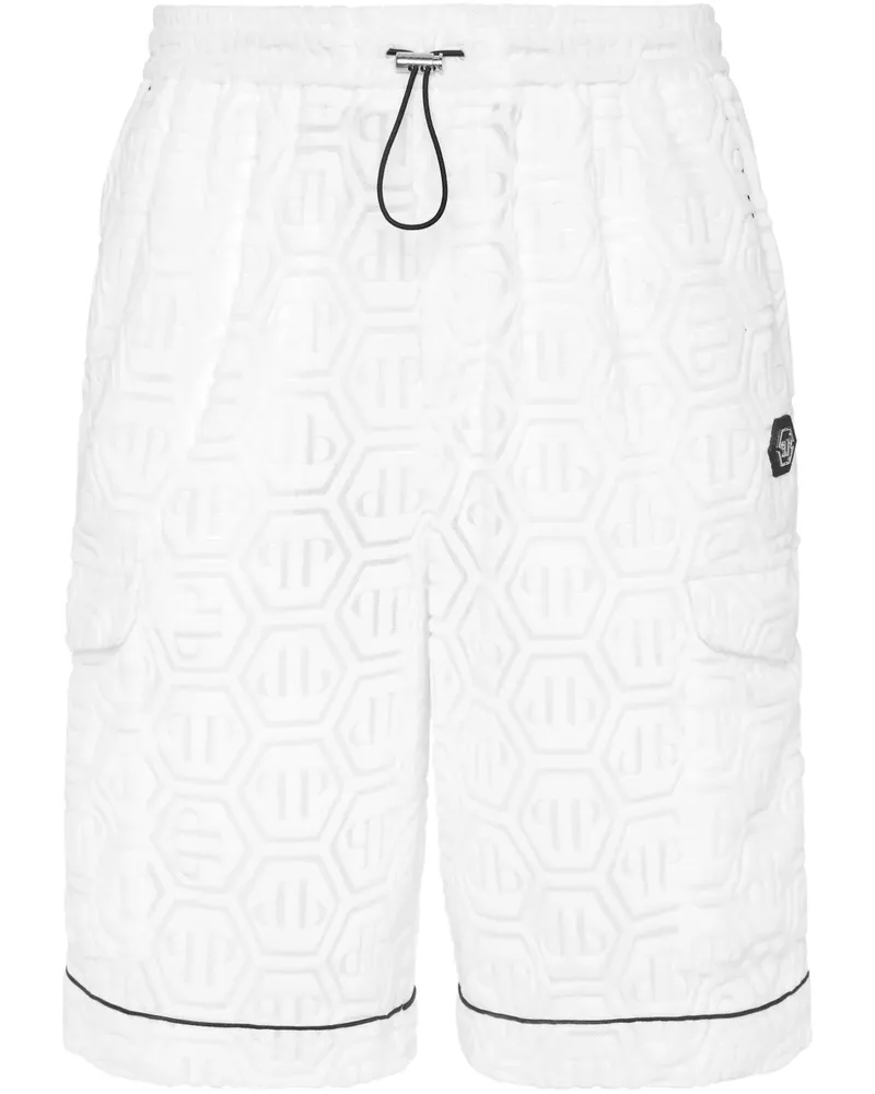 Philipp Plein Joggingshorts mit Monogrammmuster - Weiß Weiß