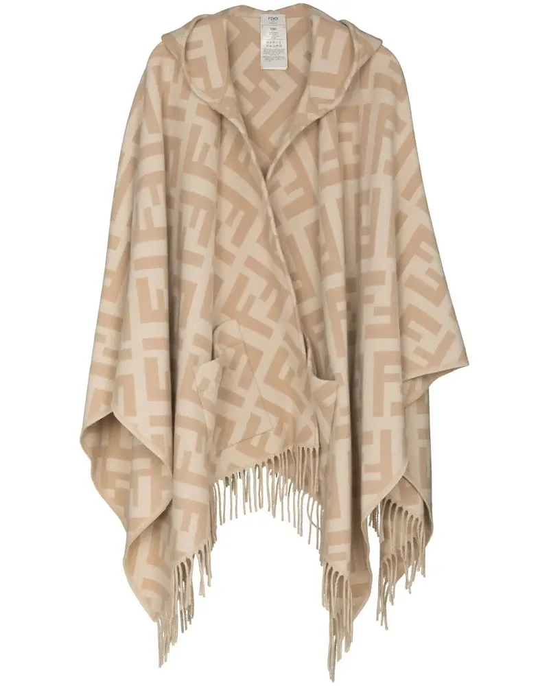 Fendi Intarsien-Poncho mit FF - Nude Nude